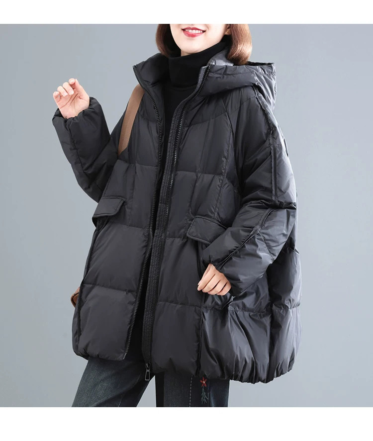 カーディガン トレーナー コート ジャケット 裏起毛 秋冬黒ふわふわ裏起毛ニットフード付きロングコート 受注制作 通勤