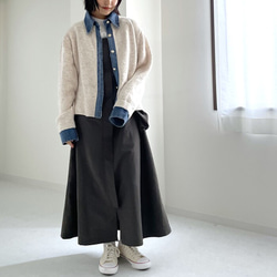 【再販】ロングシーズン着回せるデニム切替ニットカーディガン 大人の高見えカーデ デニム ニット 襟付き 25665 9枚目の画像