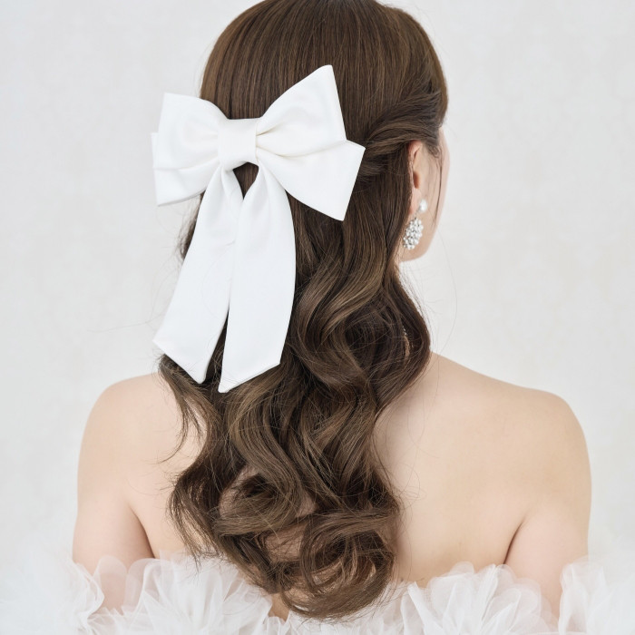 MA299　リボンヘッドドレス　ウェディング ヘッドドレスブライダル ヘアアクセサリー 結婚式  卒業式