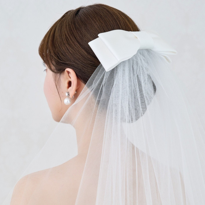 MA298　リボンヘッドドレス　ウェディング ヘッドドレスブライダル ヘアアクセサリー 結婚式  卒業式