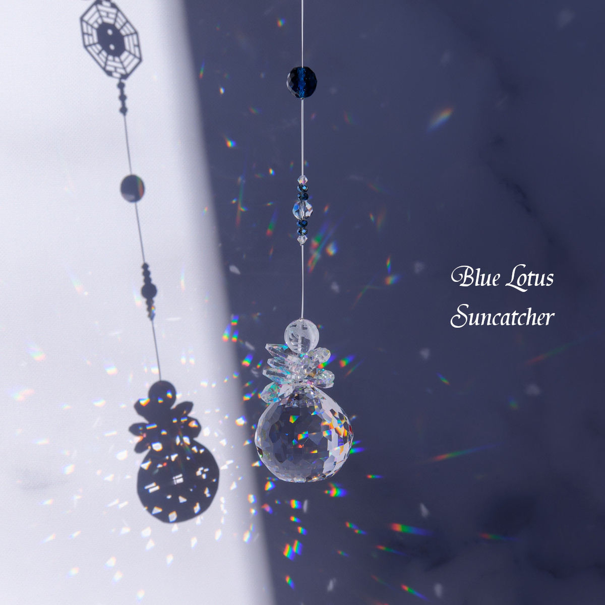 龍彫り水晶＆八卦太極図入り＊陰と陽のサンキャッチャー