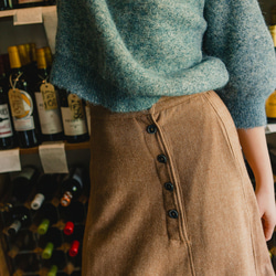 復古排釦A字長裙 - 暖棕色 第3張的照片