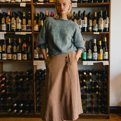 復古排釦A字長裙 - 暖棕色 第5張的照片