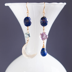 Kaya ♦︎14kgfサーペンティンカービングピアス/イヤリング サーペンティン（リーフカービング）と天然石（ペリドット・スぺサル