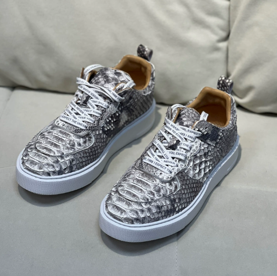 24-27cm 靴 本物パイソン天然革シューズ  ウオーキングシューズ スニーカー ローファー メンズシューズ 男性