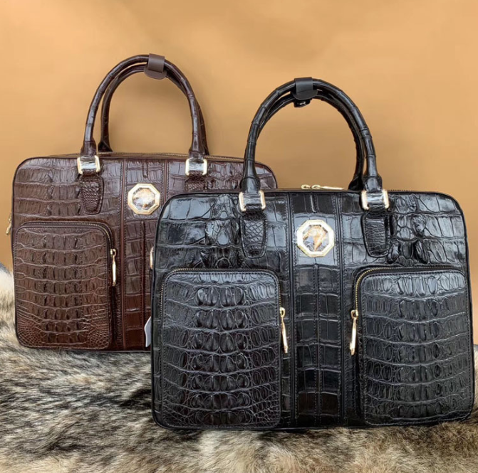 クロコダイルレザー ブリーフケース 書類鞄 トートバッグ ハンドバッグ ビジネスバッグ 2WAY A4 メンズバッグ