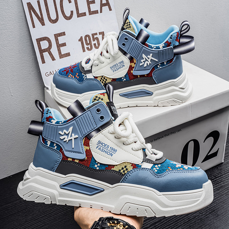 ハイカット男性靴2026新型冬のファッションブランド100足厚底スニーカー青少年の中でハイカット男性靴を増やす