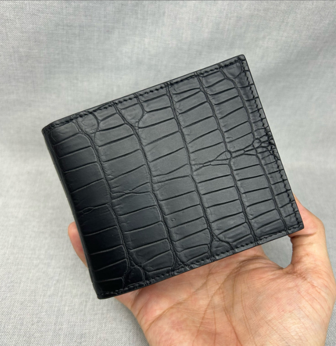 クロコダイルレザー マルチカードポケットウォレット メンズ本革ショートウォレット 二つ折り財布