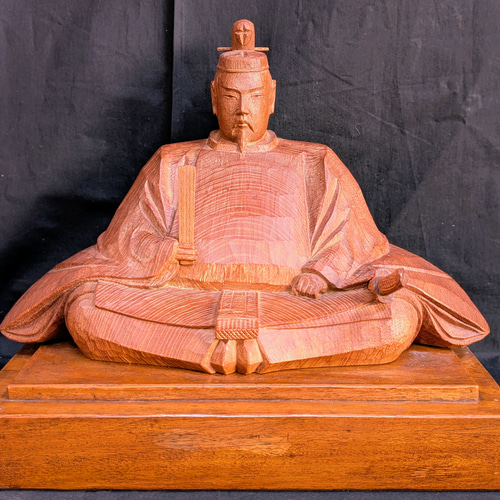 菅原道真坐像　木彫　彫刻　古美術　置物 ヴィンテージ 菅公坐像(菅原道真公) 彫刻 きぼりーと・サナダ 通販 20140375｜Creema