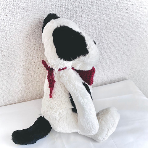 アフガン編み】ぬい用赤ニットリボンチョーカー ぬい活 ぬい服 ぬい