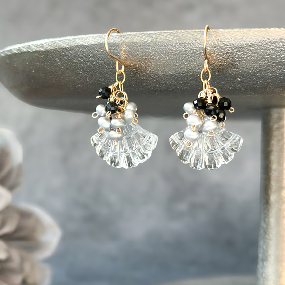 ※専用　クリスタルクォーツ　ハニカムカービング　ピアス　　14kgf 専用 クリスタルクォーツ ハニカムカービング ピアス 14kgf 専用