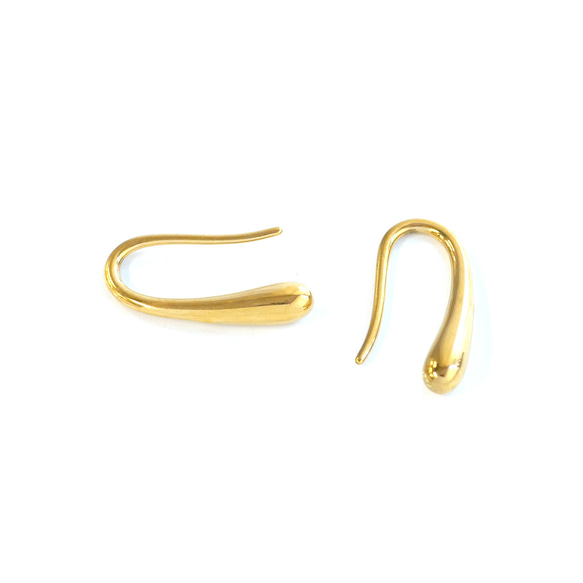 ese142-1 [6 件（3 對）] 18K鍍金水滴形鉤式耳環，約 14 毫米長，316L 第3張的照片