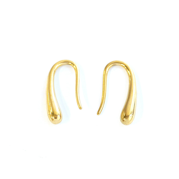 ese142-1 [6 件（3 對）] 18K鍍金水滴形鉤式耳環，約 14 毫米長，316L 第1張的照片