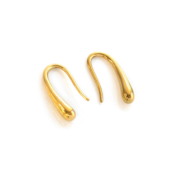 ese142-1 [6 件（3 對）] 18K鍍金水滴形鉤式耳環，約 14 毫米長，316L 第2張的照片