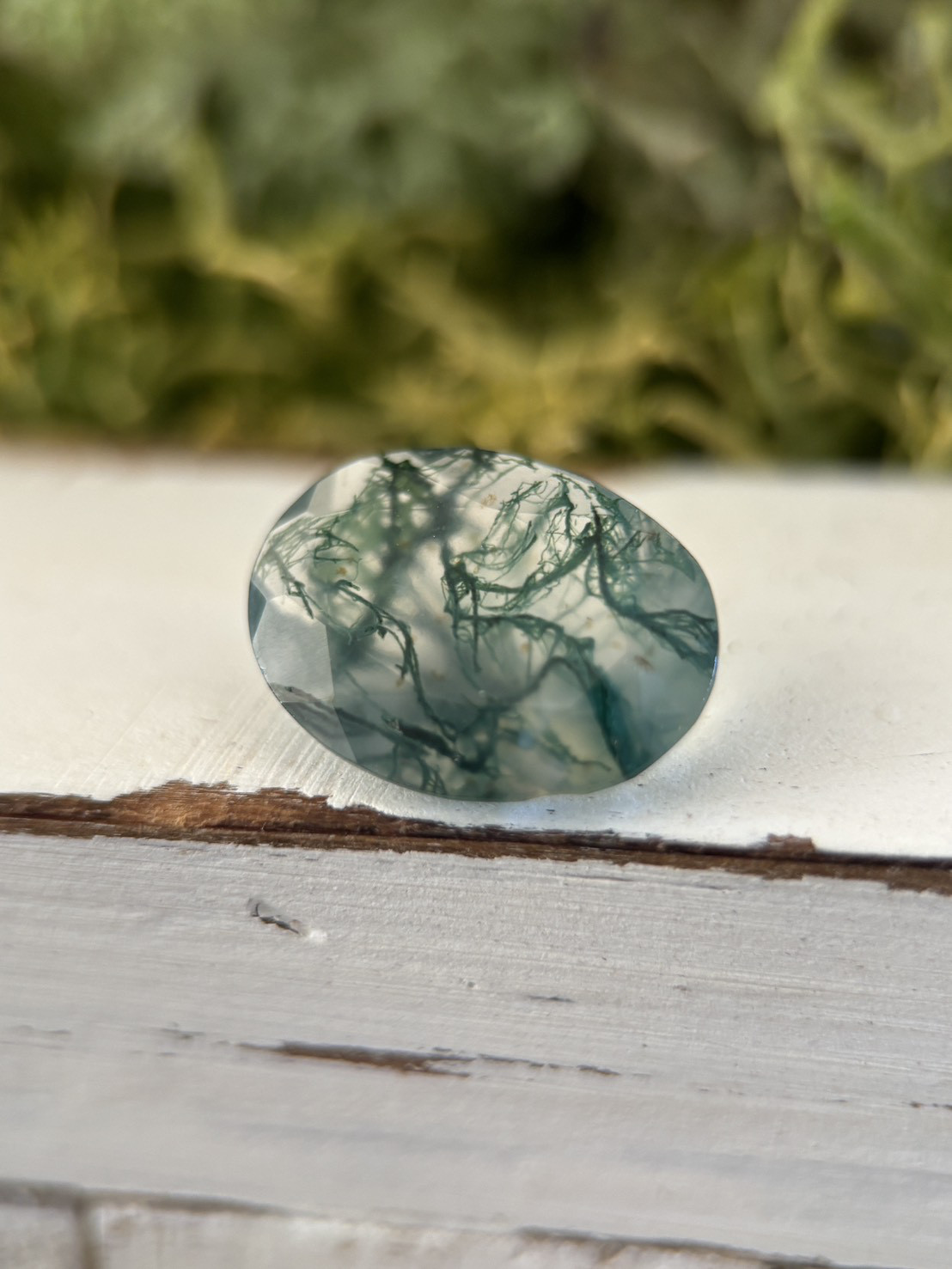 モスアゲート ファセットカット ルース 02 ハイクオリティ 天然石