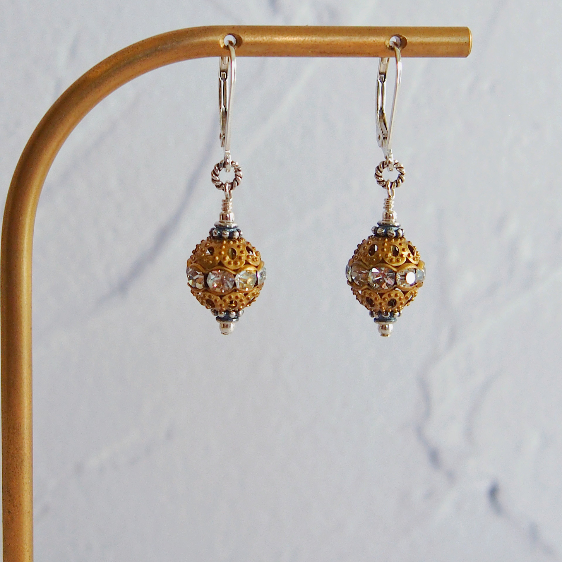 ヴィンテージメタルビーズ　ピアス　シルバー925