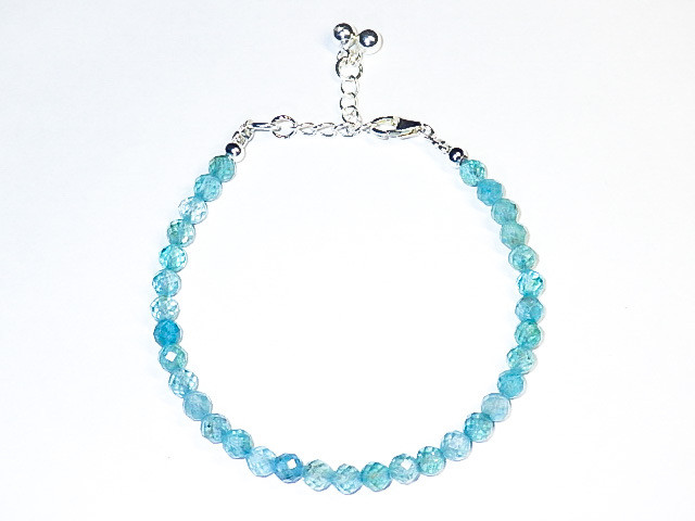 ★ブルーアパタイト・ファセットカット★ブレスレット★天然石宝石シルバー925銀★調節アジャスターチェーン付女性プレゼント 7,600円