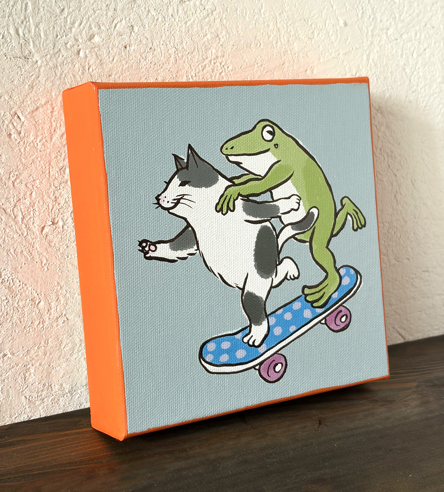 キャンバスプリント　スケボーでGO（グレー）