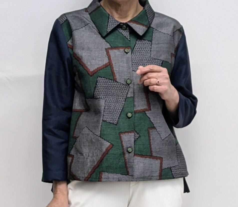 着物リメイク 紬 ブラウス ジャケット