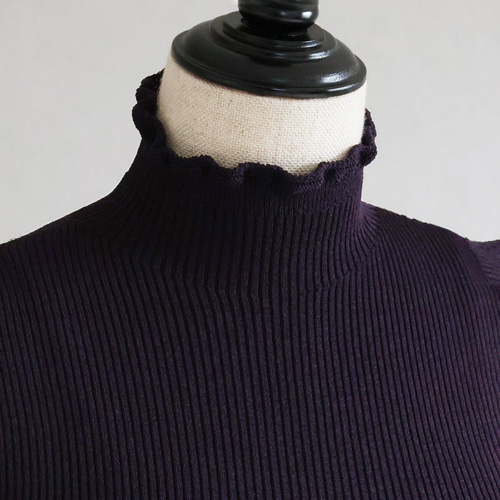 美シルエットニット！】ホールガーメント リボン付き パフショルダー