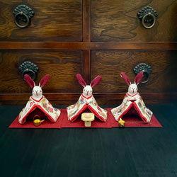 古布でつくったうさぎ雛(雛祭り お雛様 雛人形 ひな人形) その他人形