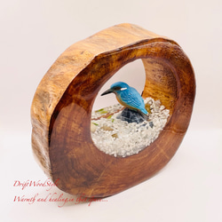 一つ限りの流木アート 水辺のカワセミ ジオラマ 流木 フィギュア 置物 動物 鳥 インテリア レジン 水辺 N43 7枚目の画像