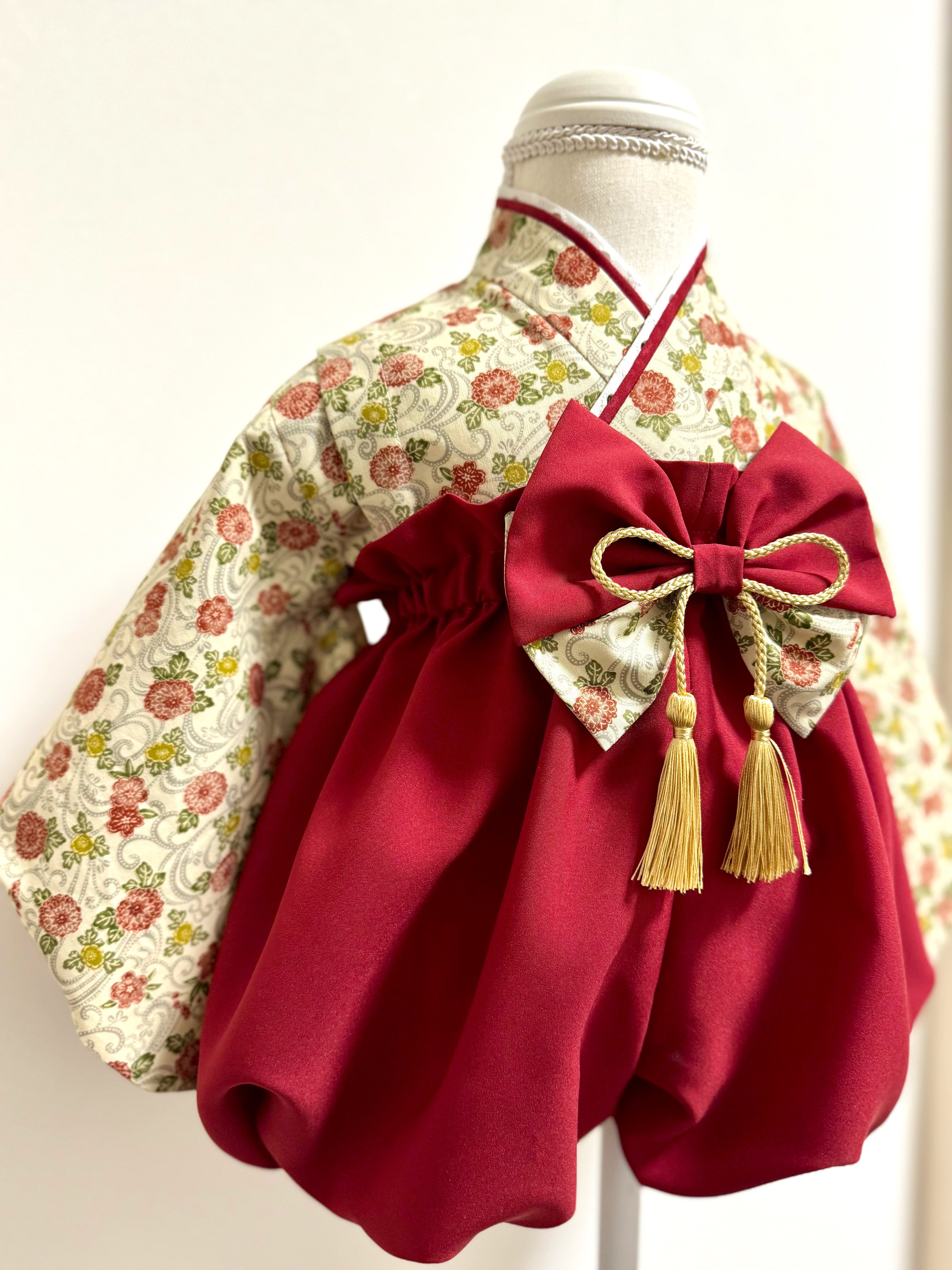 《80サイズのみ即日発送》菊流水×えんじ （※ご購入前に商品説明をご確認ください。商品受取完了通知までがお取です）