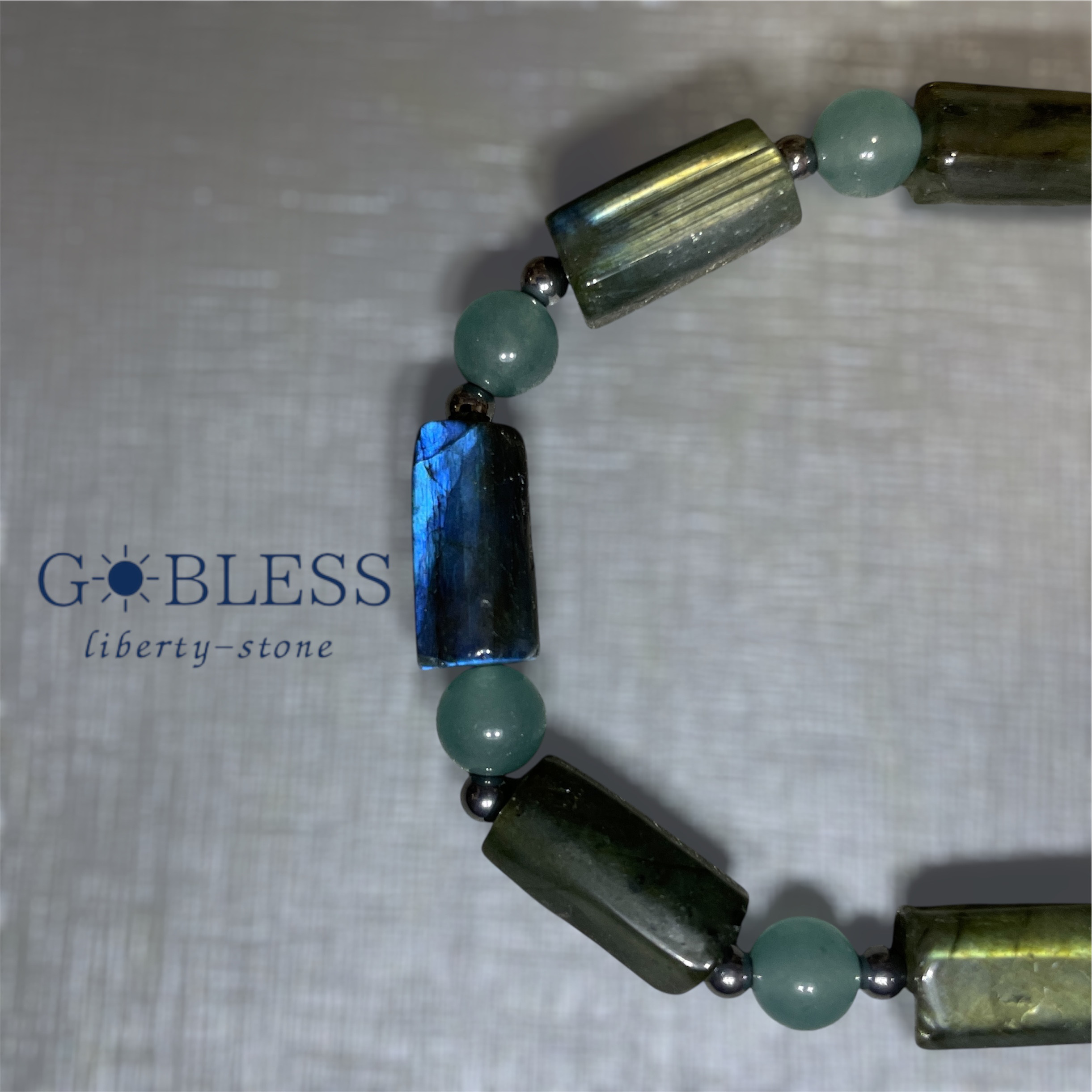 【数量限定】378.幻の古代都市／ラブラドライト×カルセドニー×テラヘルツ／ブレスレット