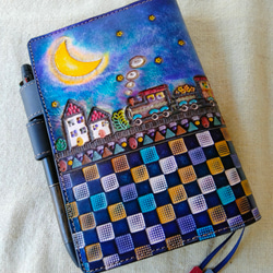 ほぼ日手帳カズン対応 レザー手帳カバー 刻印＆拭き染め A5サイズ 手帳