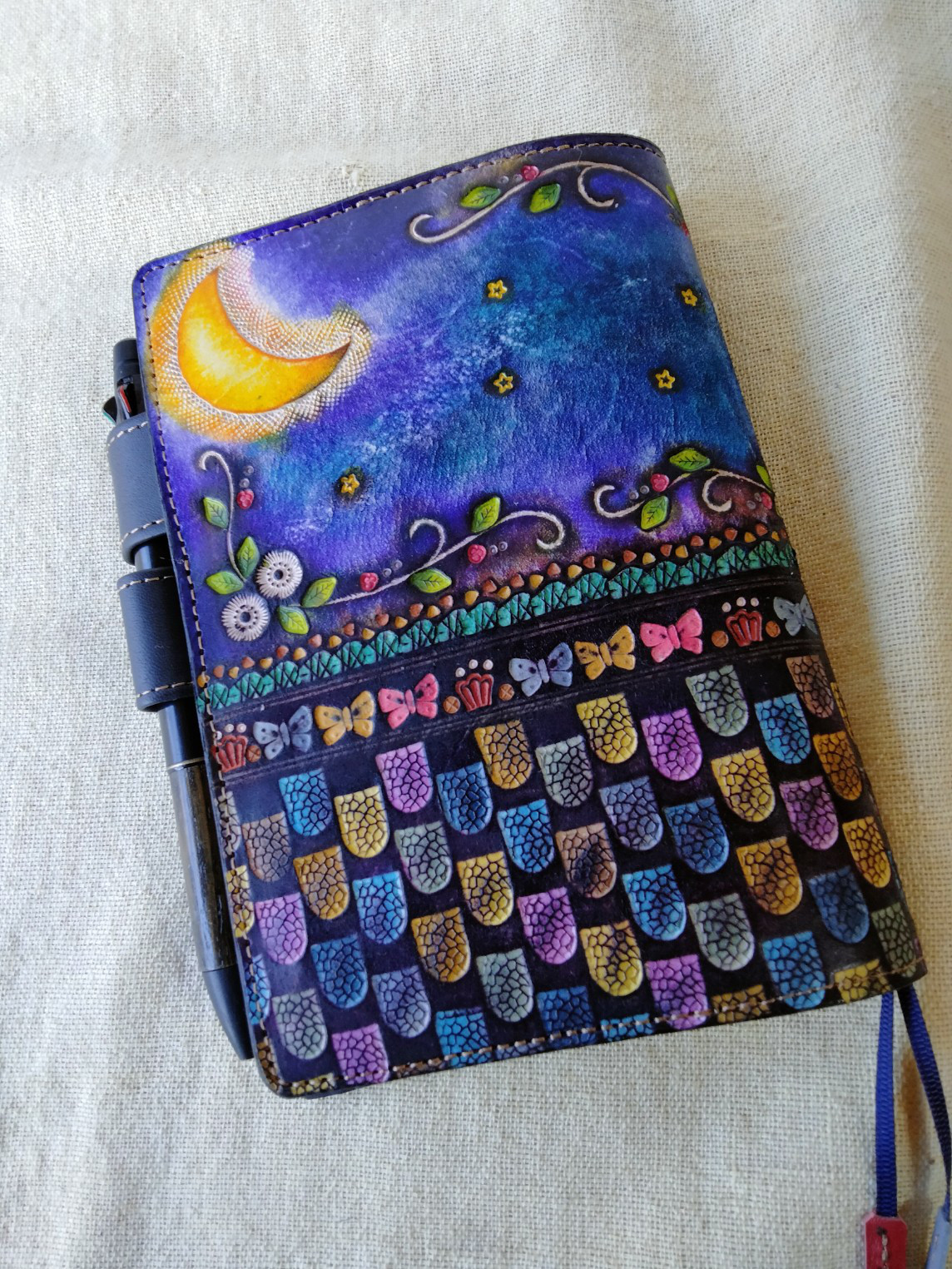 ほぼ日手帳対応　レザー手帳カバー　刻印＆拭き染め