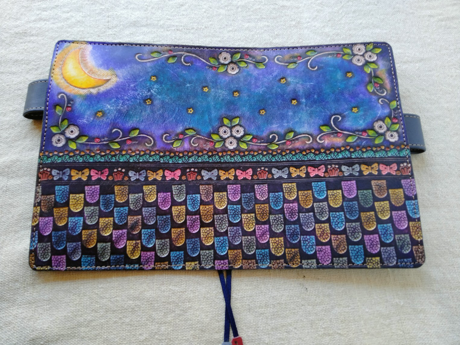 ほぼ日手帳対応　レザー手帳カバー　刻印＆拭き染め