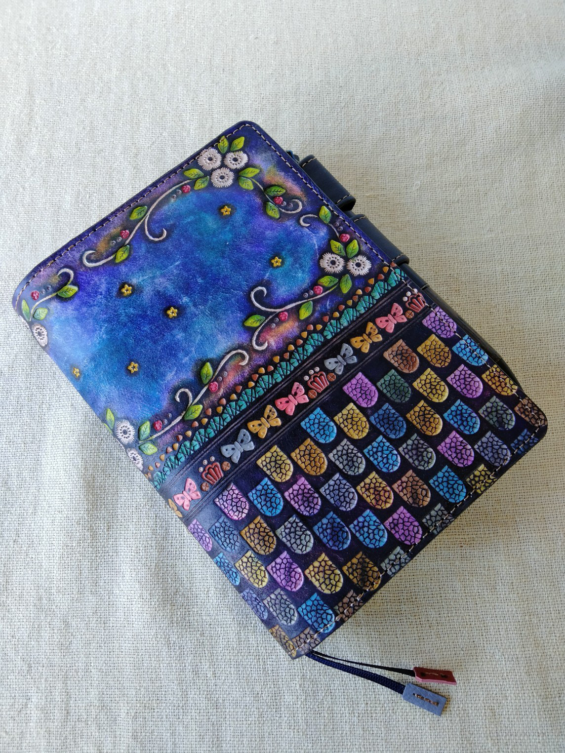 ほぼ日手帳対応　レザー手帳カバー　刻印＆拭き染め