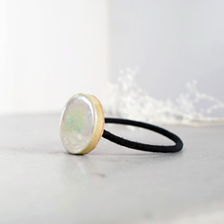 TH-101 復古珍珠美諾瓷器瓷磚髮圈 [皮革飾面背面] 第3張的照片