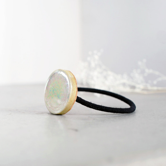 TH-101 復古珍珠美諾瓷器瓷磚髮圈 [皮革飾面背面] 第3張的照片