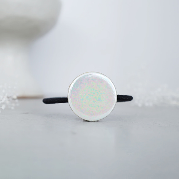 TH-101 復古珍珠美諾瓷器瓷磚髮圈 [皮革飾面背面] 第2張的照片