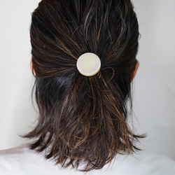 TH-101 復古珍珠美諾瓷器瓷磚髮圈 [皮革飾面背面] 第6張的照片