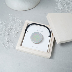 TH-101 復古珍珠美諾瓷器瓷磚髮圈 [皮革飾面背面] 第8張的照片