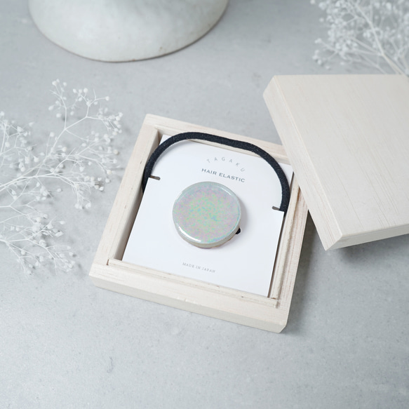 TH-101 復古珍珠美諾瓷器瓷磚髮圈 [皮革飾面背面] 第8張的照片