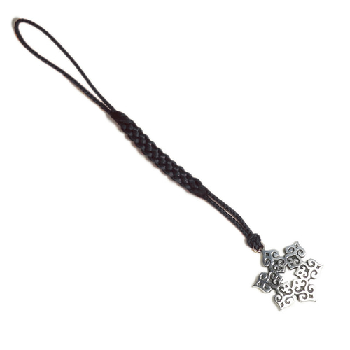 アイヌ文様 黒 根付 シルバー925 【刻印無料】 根付紐 根付け紐 根付け
