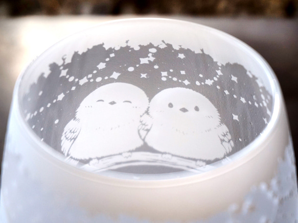 シマエナガの止まり木グラス 1枚目の画像