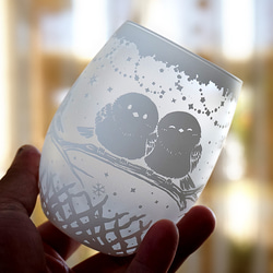 シマエナガの止まり木グラス 4枚目の画像