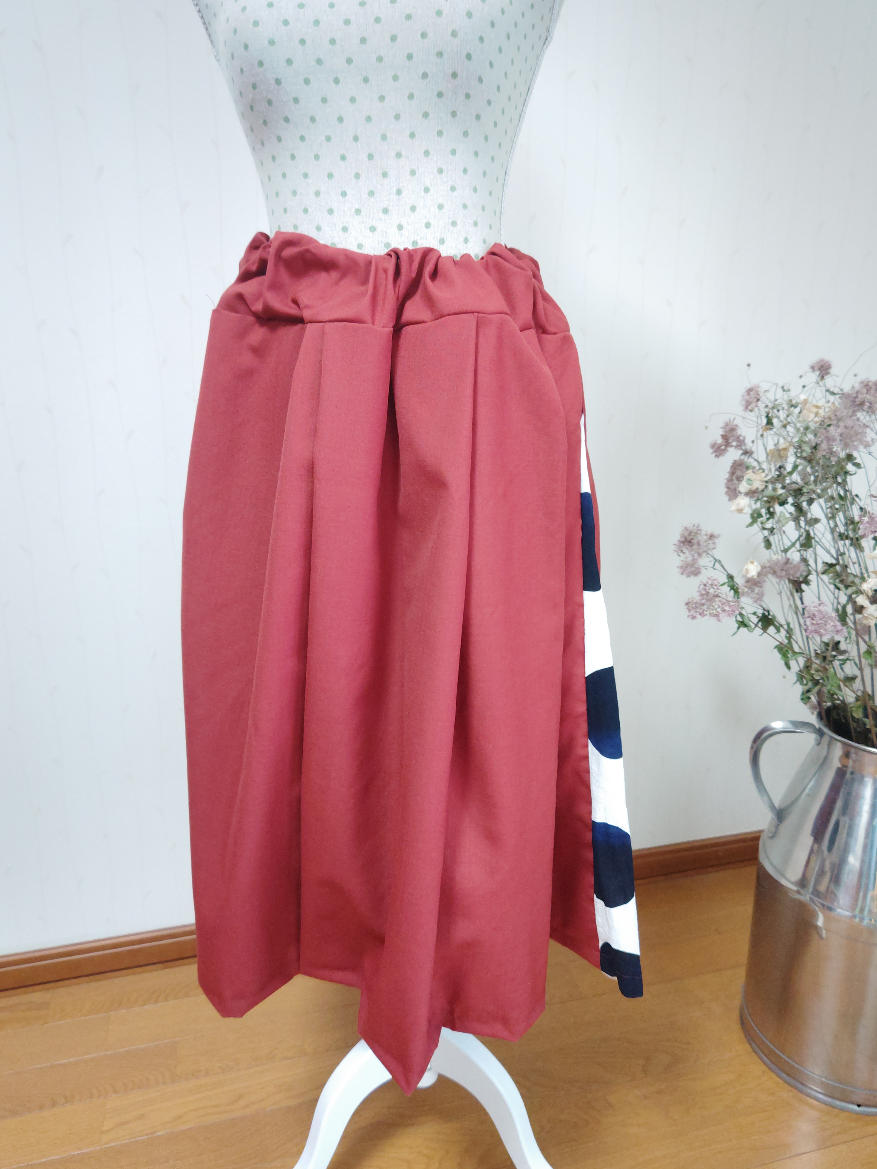 浴衣スカート　 ポルカドット赤