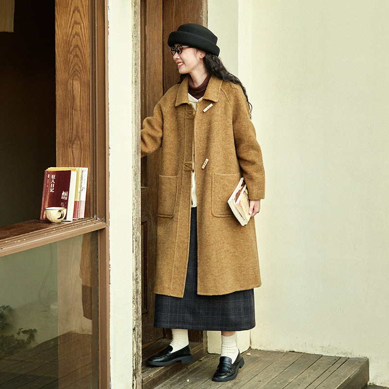 こだわりのオリジナル。ふんわり厚手ウール混紡ダブルフェイスのロングコートS590