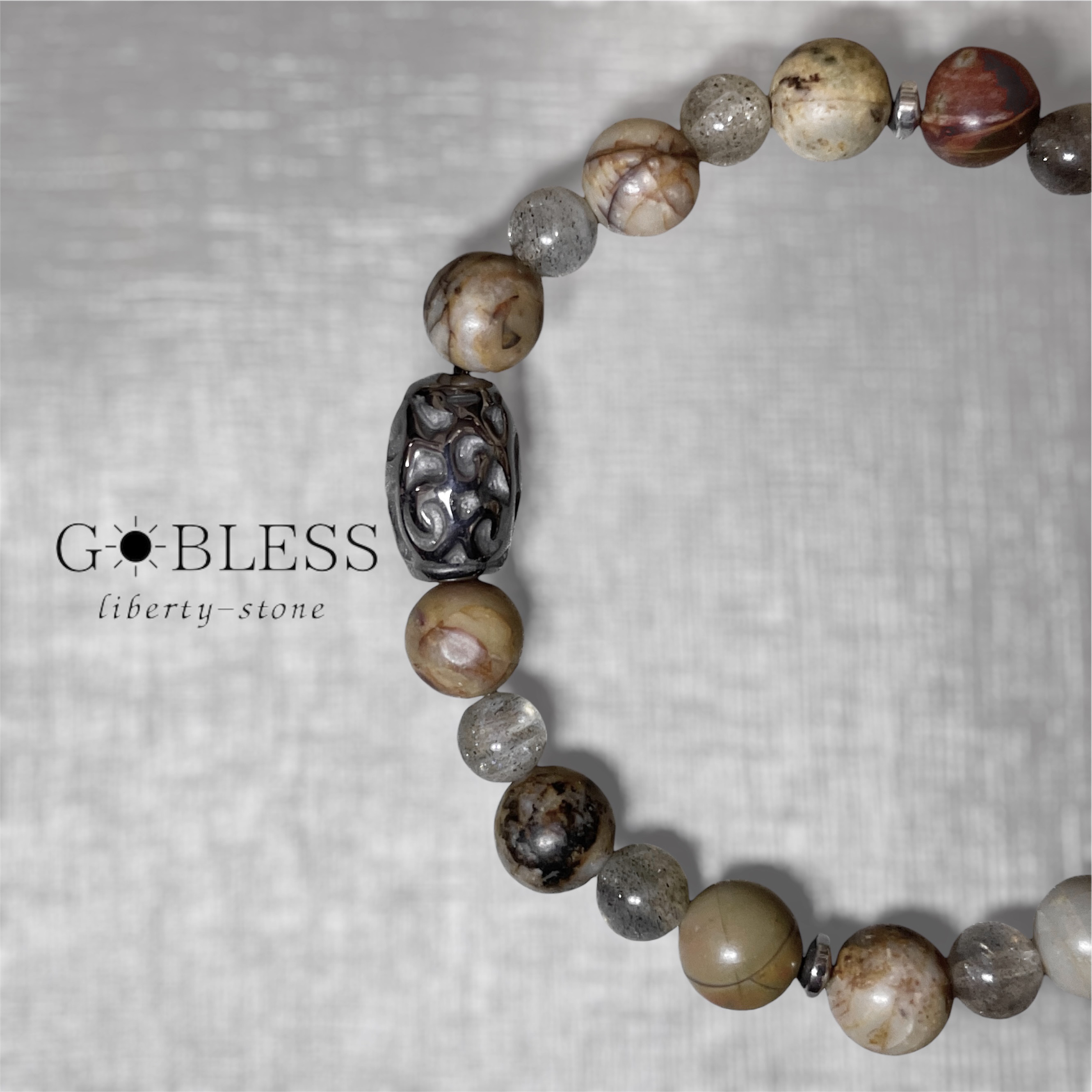 【一点物】379.如来／テラヘルツ如意天珠×ラブラドライト×ジャスパー×ユナカイト／ブレスレット 4,733円