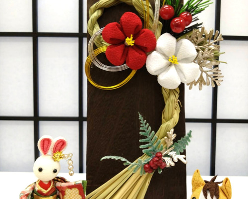 お正月飾り 干支 馬 着物 つまみ細工 椿 しめ縄・しめ飾り himadare