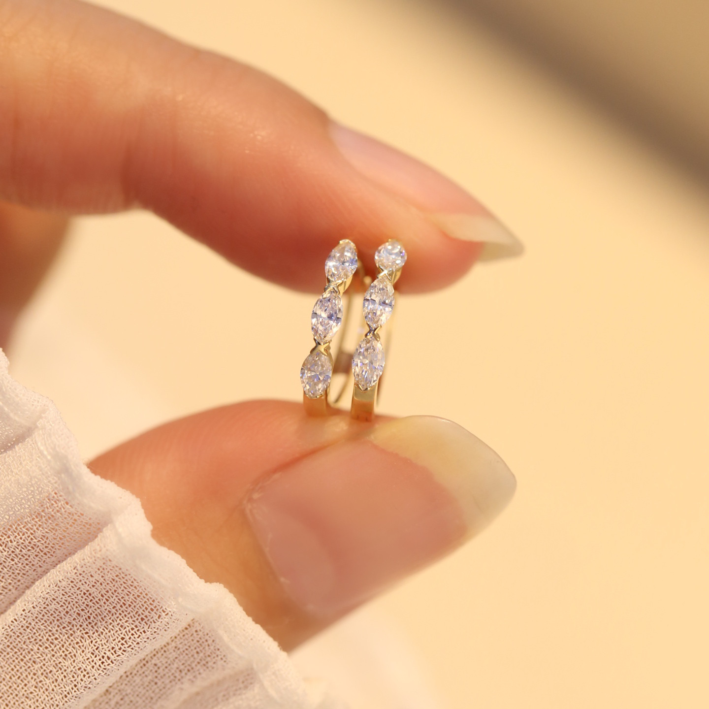 ラボグロウンダイヤモンドフープピアスk18 1901