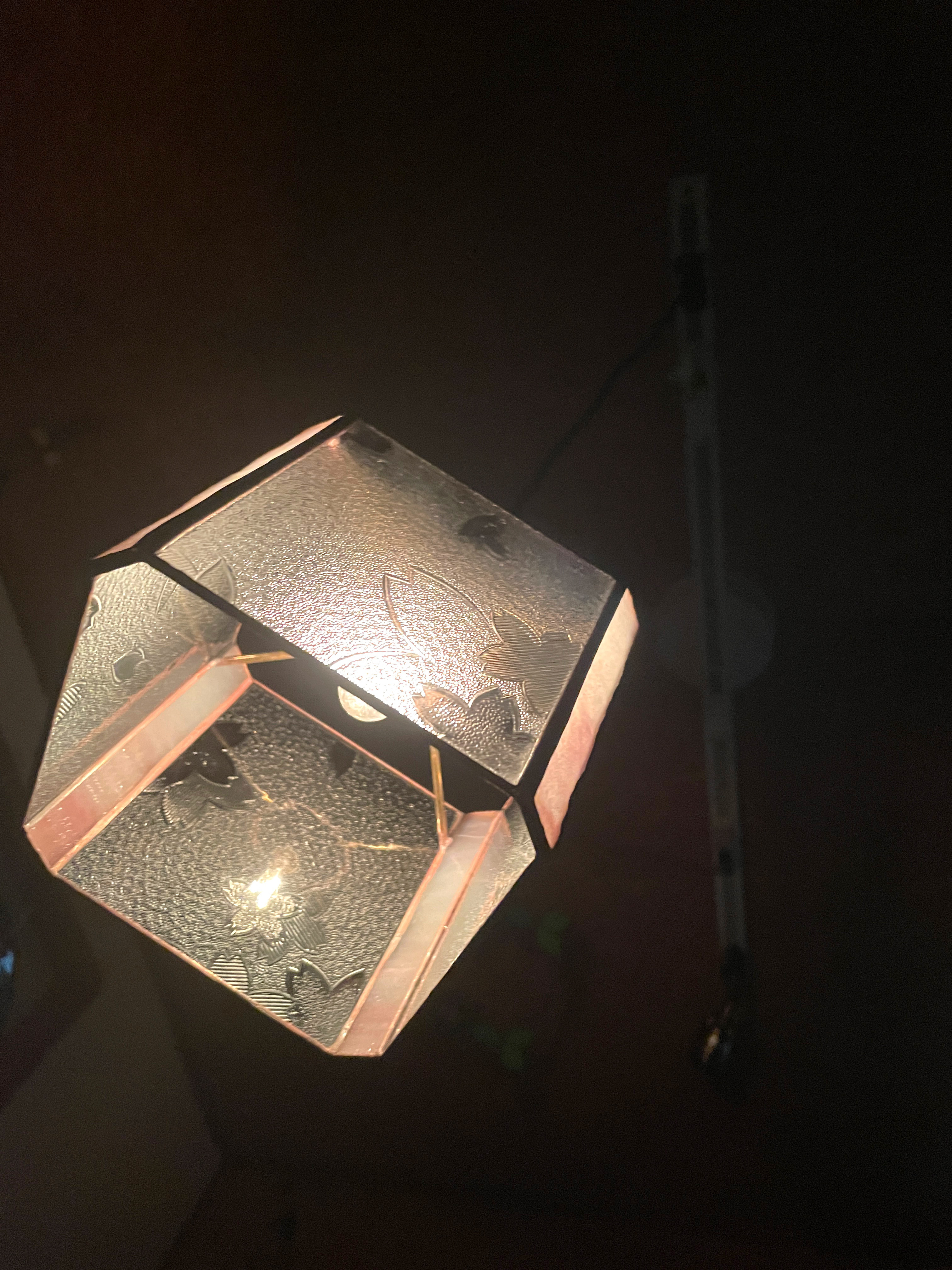 昭和型板ガラス ꒰ さくら ꒱ ✖︎ 淡いピンク　ランプ