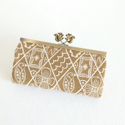 ミナペルホネン × リバティストロベリーシーフ 浮足がま口長財布 長