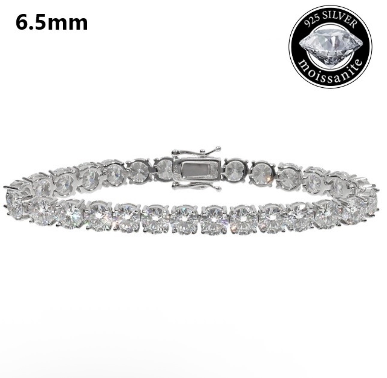 6.5MM モアサナイト テニスチェーンブレスレット 鑑定書付き‼️