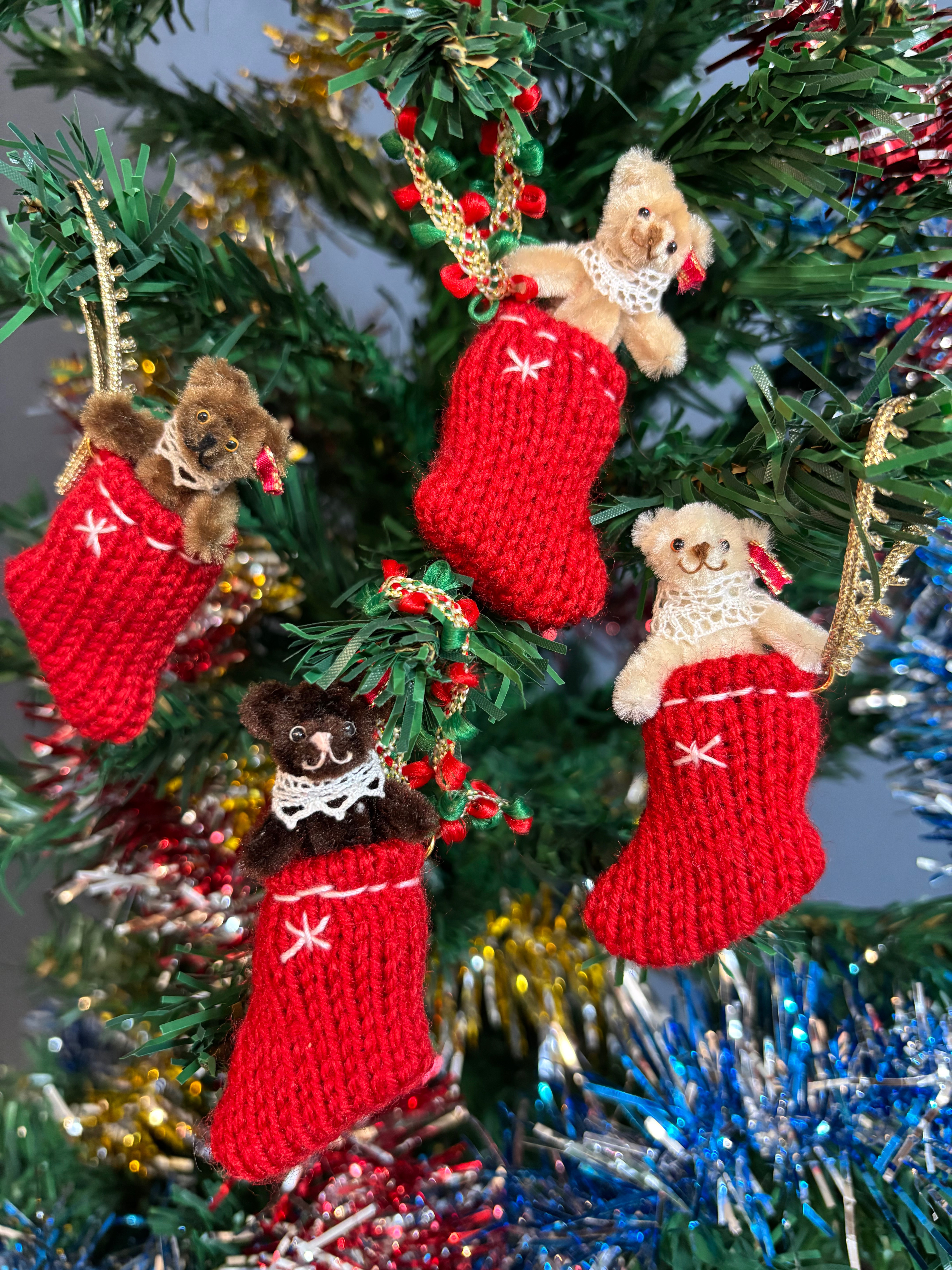 モールベア　クリスマスオーナメント　ソックスベア　モールアート　テディベア　ミニチュアベア